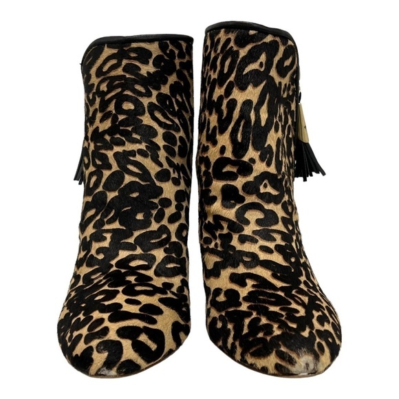 Louise et Cie Zirelle Leather Calf Hair Animal Print Cylinder Heel Booties 10/42 - Picture 2 of 15